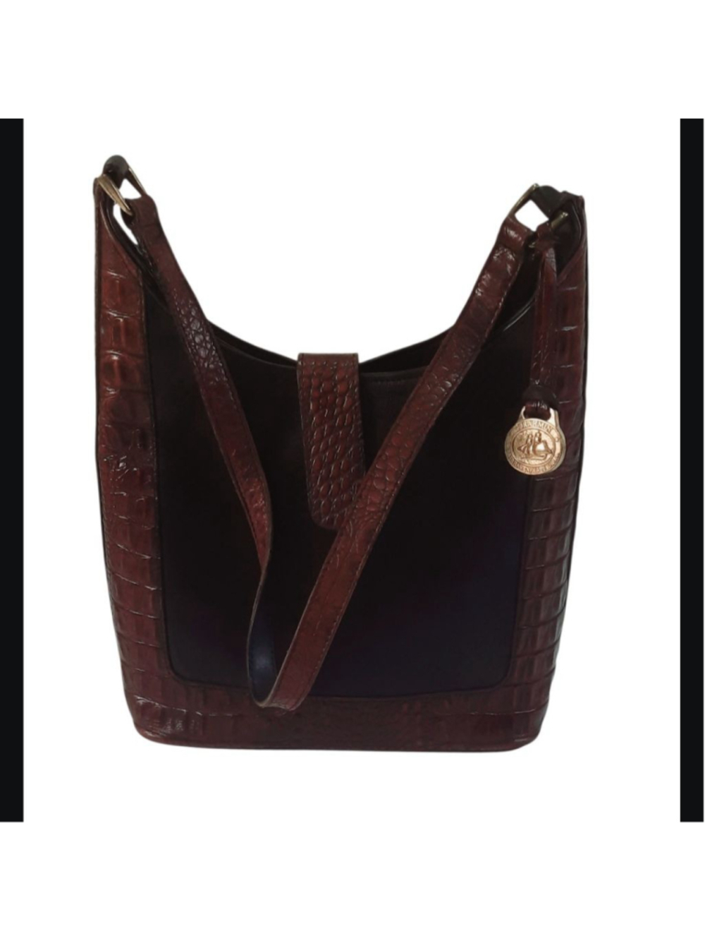 Brahmin Kendall Shoulder Bag Vintage Handbag Brown and Black Croco Leather